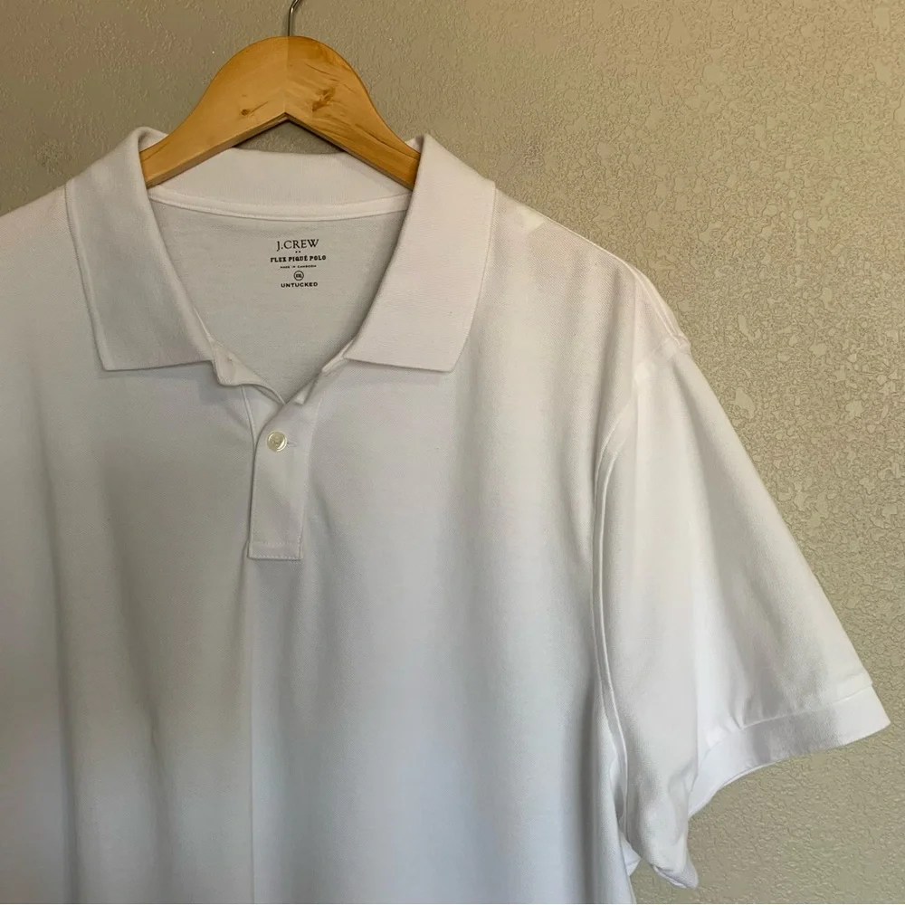 J Crew Factory Mens XXL White Flex Pique Polo Shirt Short Sleeve FLAWS